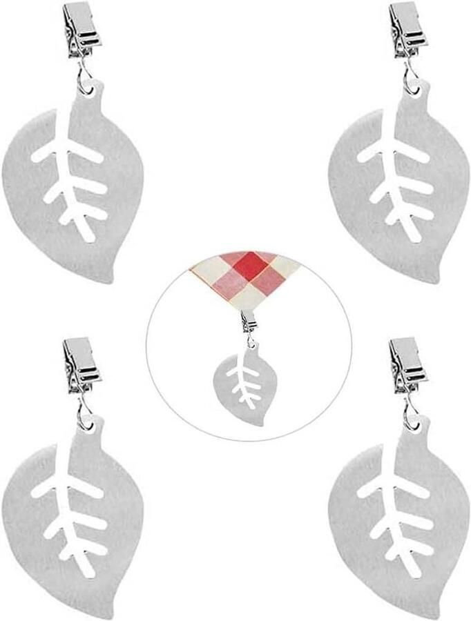 Allecto Plus Set van 4 roestvrijstalen tafelklemmen voor feest picknick tuin binnen en buiten camping Tafelklemmen houder met 4 stuks