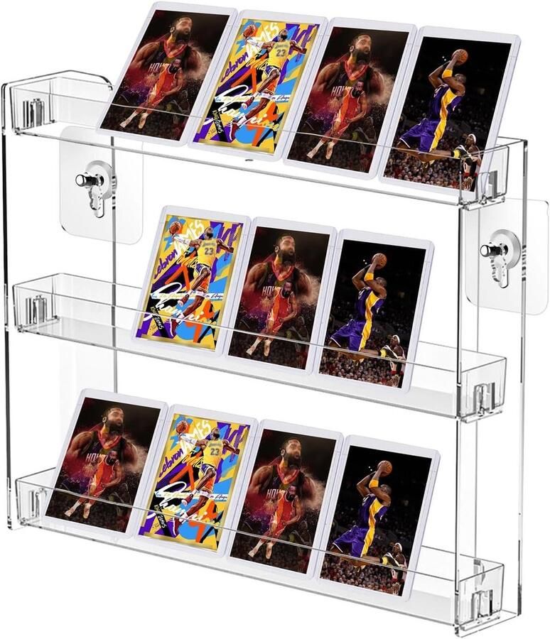 Inovra Plus Verzamelkaarten Wanddisplay Sportkaarten Rek Wandhouder 3 Lagen Vitrine Honkbalkaarten Stand 311 x 59 x 249 cm