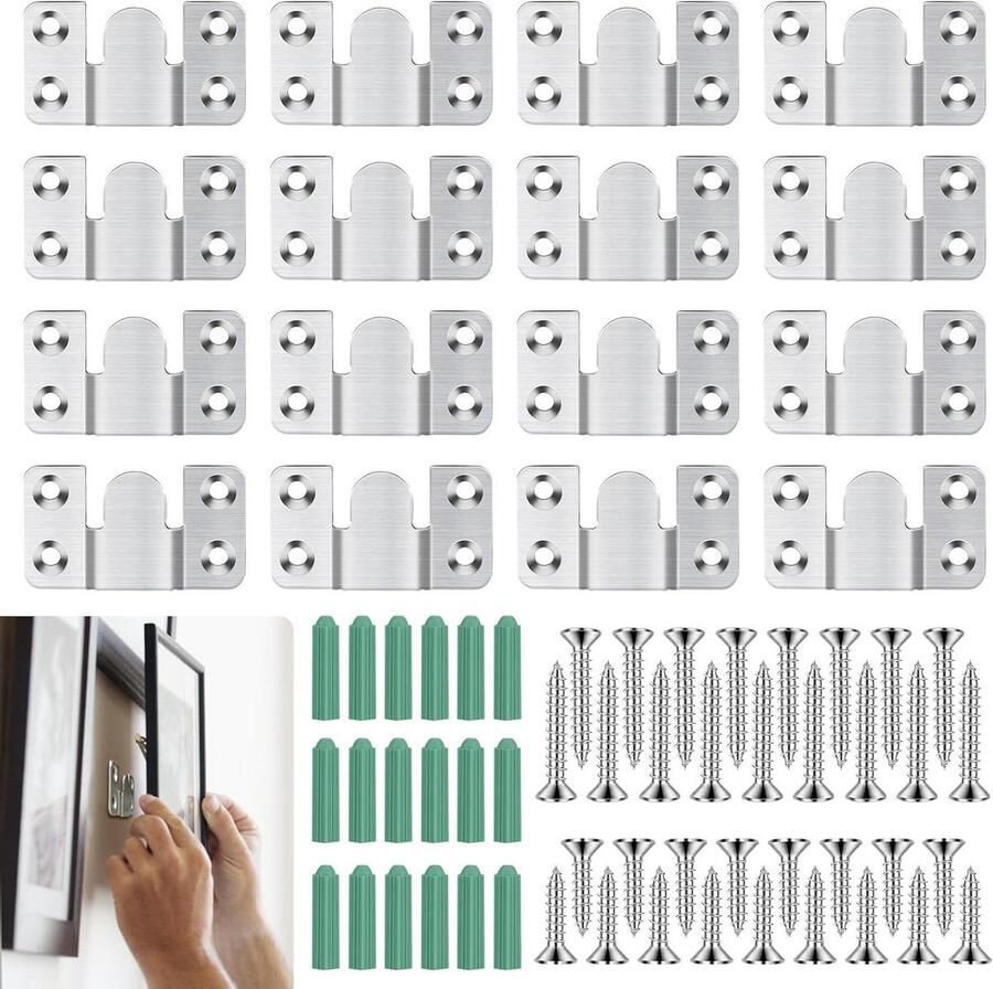 Inovra Plus Verzonken houders voor fotolijsten en meubelverbindingen RVS 16 stuks Montage met schroeven Voor fotolijsten spiegels en kasten