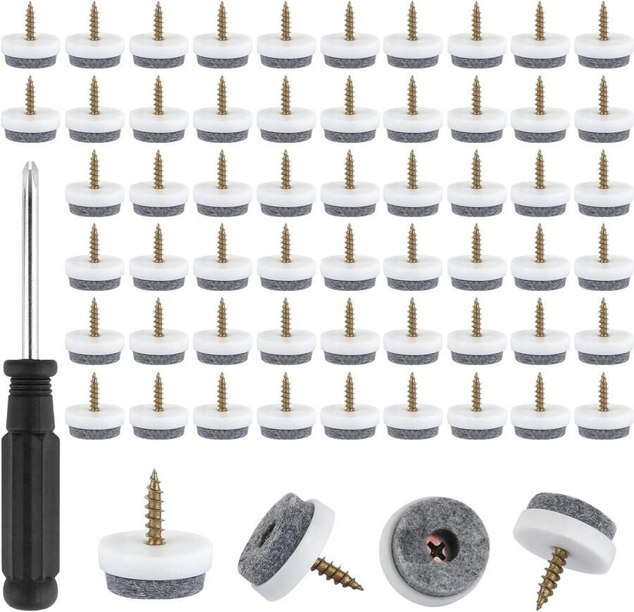 Inovra Plus Viltdoppen schroeven 22 mm voor stoelglijders 60 stuks Inovra Plus Viltdoppen om te schroeven voor meubel- en vloerbescherming 60 stuks