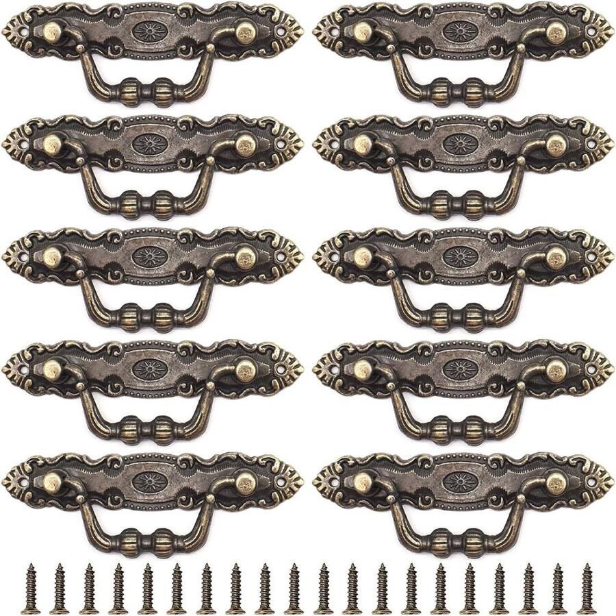 Inovra Plus Vintage Kabinet Handgrepen 10 Stuks Antiek Brons Meubels ladekast Koperen Beker Lade Handgrepen Kast Kledingkast Dressoirs