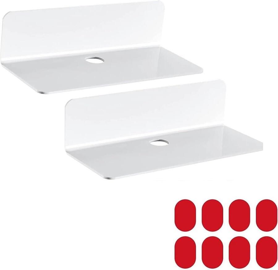 Inovra Plus Wandplank Wit 23 cm Zonder Boren Acryl Wandplank Plank voor Slaapkamer Woonkamer Badkamer Keuken Kantoor (Set van 2)