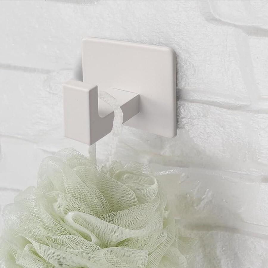 Inovra Plus Zelfklevende Handdoekhaken voor Kledingkast en Badkamer 304 Roestvrij Staal Wandmontage Set van 2 (Wit) - Foto 2