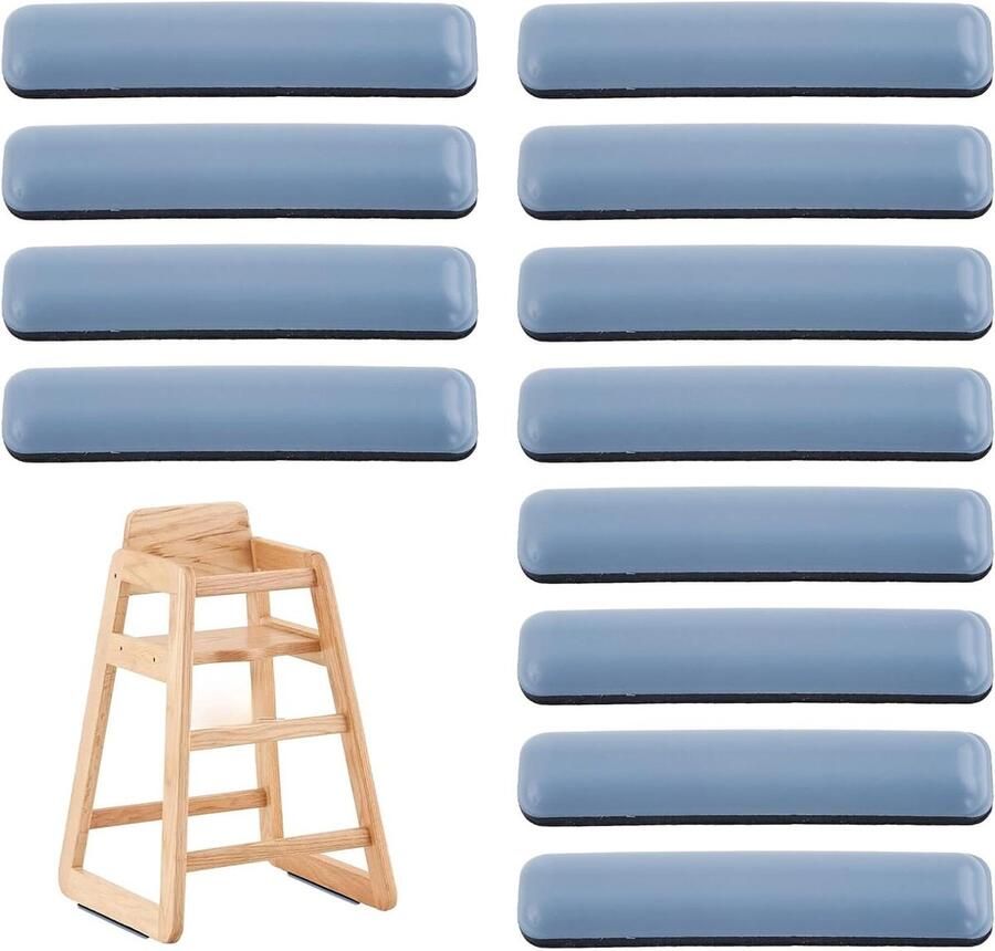 Inovra Plus Zelfklevende Teflon glijders 12 stuks 75 × 15 mm Meubelglijders voor stoelen tafels banken en bedden Vierkant PTFE tapijtglijders