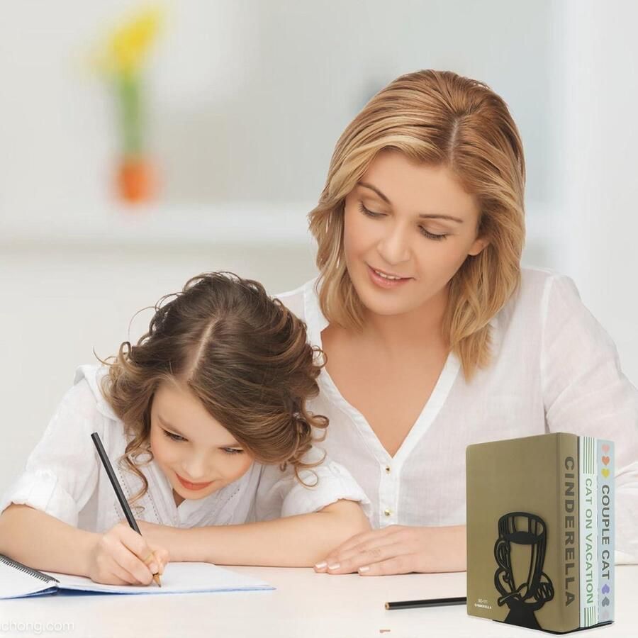 Inovra Plus Zwarte Koffiekop Metalen Boekensteunen Retro Beker Design Antislip Ijzeren Boekeinde Decoratieve Uitgeholde Boekensteunen Bureau Organizer Kinderbibliotheek School