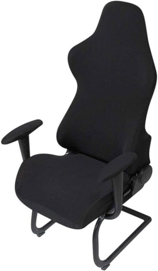 Inovra Plus Zwarte rekbare hoezen voor gamestoelen ergonomische beschermhoezen voor bureaustoel in racestijl set van 2