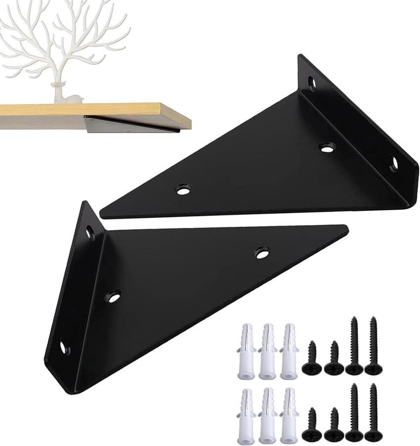 Inovra Plus Zwevende Tablethouders Set van 2 Stuks Zwart Metaal RVS Decoratie Woonkamer Slaapkamer Badkamer