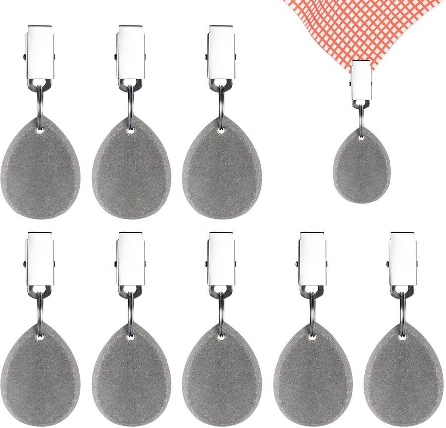 INQUIRLLY tafelkleedgewichtenset 8 stuks marmeren tafelkleedgewichten tafelkleedhanger met clips tafelkleedgewichten voor familiefeest camping bruiloft tuin picknick