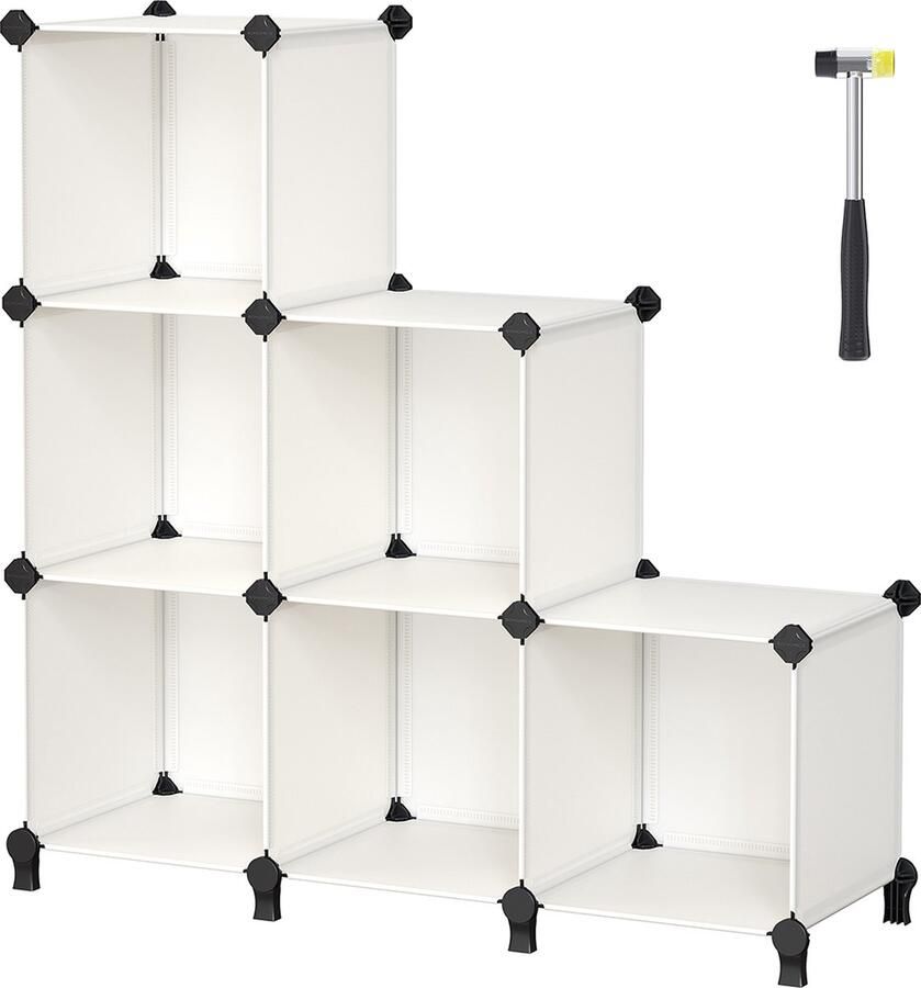 Insteekplank 93 x 31 x 93 cm – Met 6 vakken crèmewit