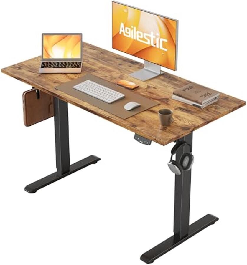 Instelbaar bureau 100 x 60 cm met elektrische hoogteverstelling en handmatige bediening