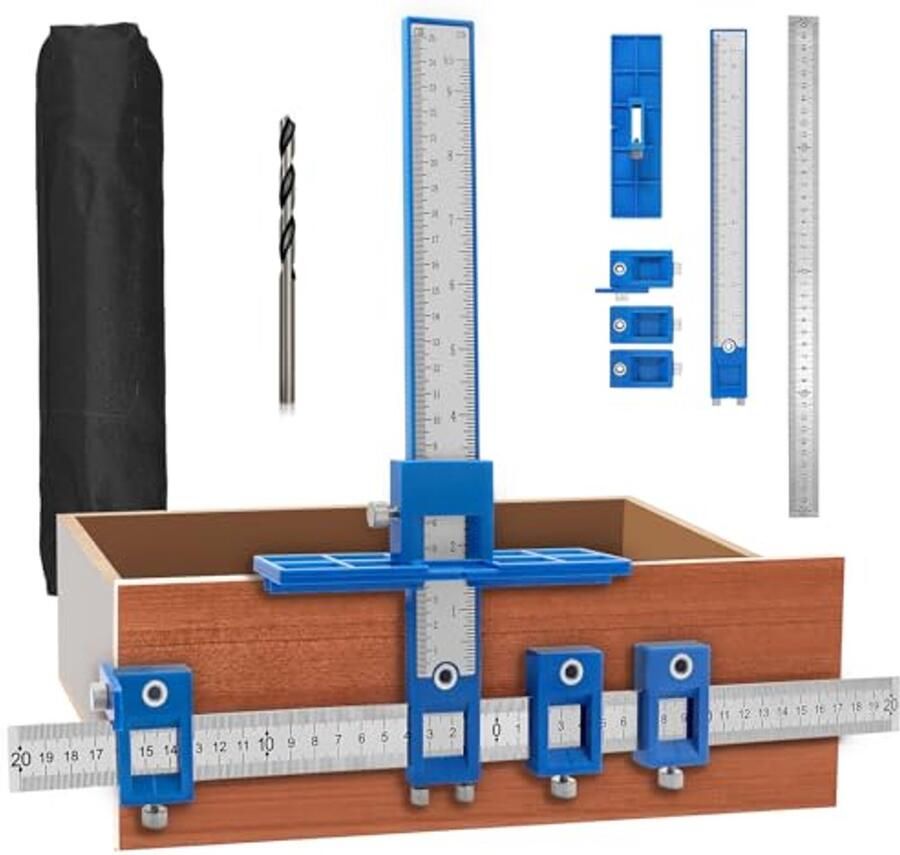 Instelbare boorgids en punch locator voor het plaatsen van handgrepen en knoppen