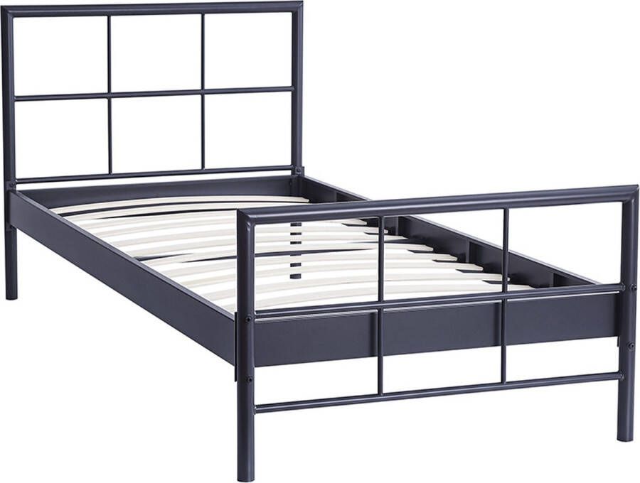 Interiax Lucas Bed Metaal Donkergrijs 90x200 cm Inclusief Lattenbodem - Foto 2