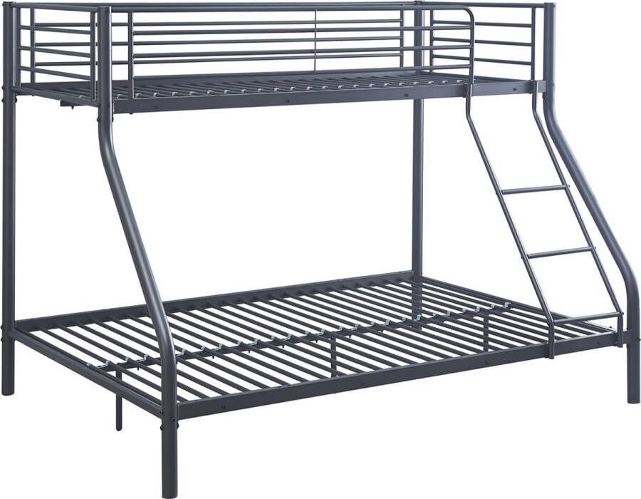 Interiax Trio Stapelbed Metaal Donkergrijs 140 90x200 cm Inclusief Lattenbodems - Foto 2