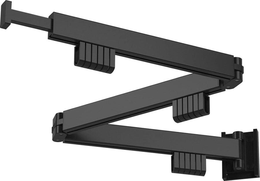 Intrekbaar droogrek met 18 haken en handdoekhouder Wandmontage kledingstang voor balkon badkamer en slaapkamer (zwart-3) Opvouwbare kledingrek