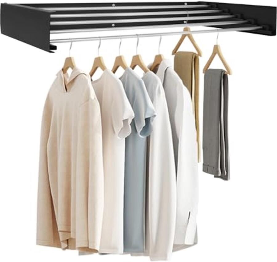 Intrekbaar en Opvouwbaar Wandwasrek Ruimtebesparend Droogrek voor Binnen en Buiten Compact en Elegant Design (80 cm)