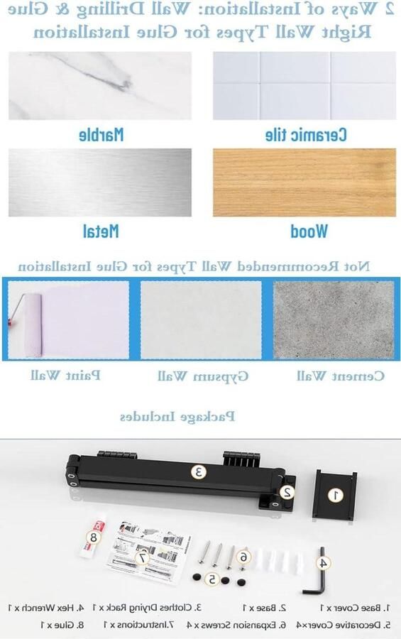 Inklapbaar kledingrek met 18 haken Wandgemonteerde kledingstandaard 120 cm Handdoekhouder en opvouwbare kleerhanger Voor balkon wasgoed kledingkast Ideaal voor keuken badkamer en slaapkamer Opvouwbare kledingrek