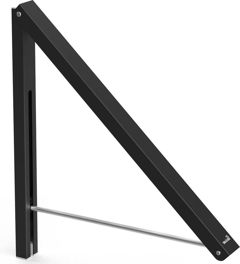 Intrekbaar kledingrek voor wasruimte wandgemonteerde opvouwbare kledinghanger droogrek kast opslag organisatie aluminium eenvoudige installatie zwart kledingrek - Foto 2