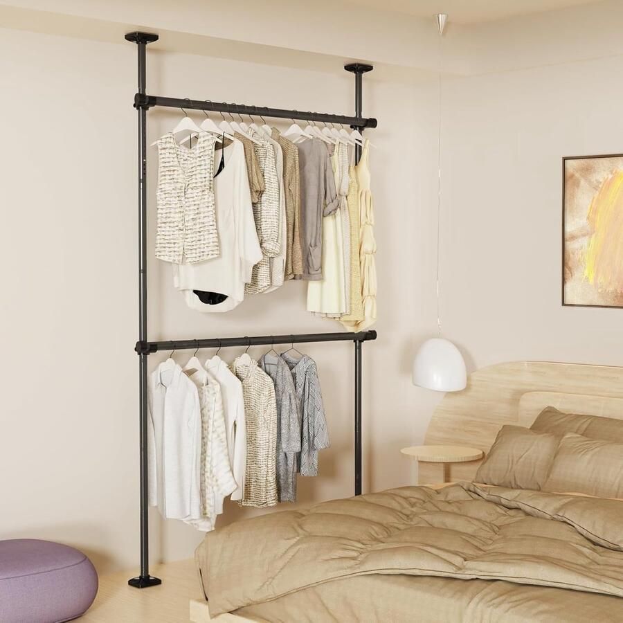 Intrekbare kledingstangen verstelbaar 1 stuk metaal 227-312 cm