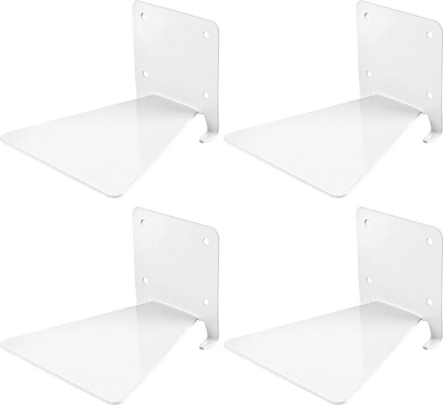 Invisible Bookcase Floating Shelf 13 x 13 x 8 cm Pack of 4 White Books for Bedroom Office Library