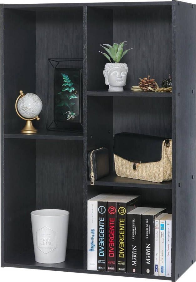 Iris Ohyama Houten plank kubuskast boekenkast kast open kast Modulair Design kantoor woonkamer slaapkamer Basic Storage Shelf CX-23C Zwart Eiken
