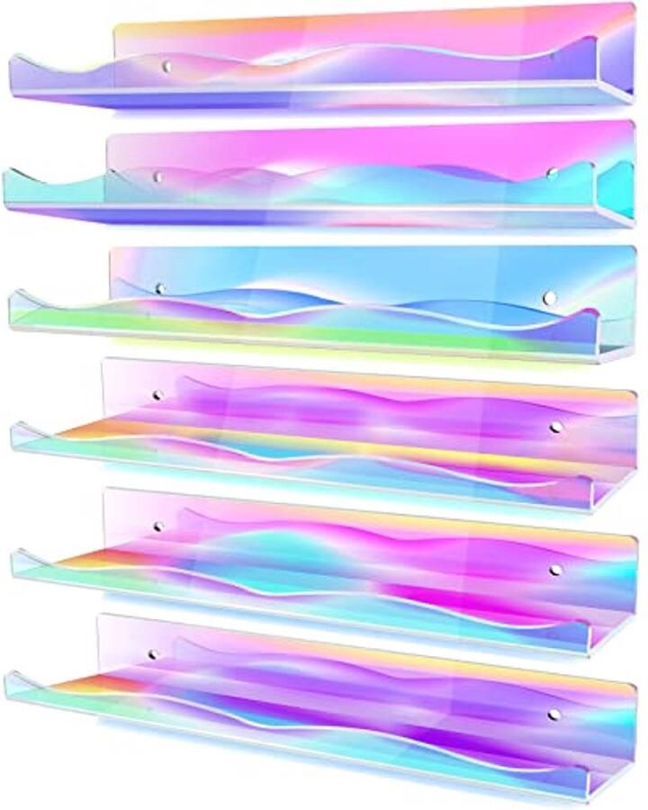 Iriserende Acryl Drijvende Planken 6 Pakketten voor Vitrine en Organisatie