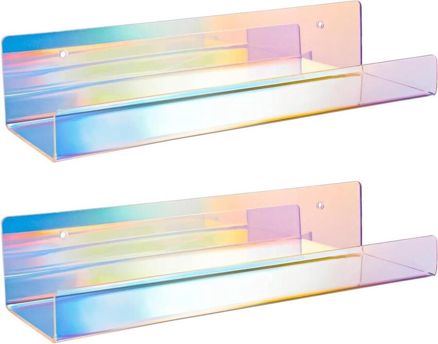 Iriserende Wandmontage Drijvende Planken Acryl 38 cm Onzichtbare Muurboekenplank Kinderen Thuis Kantoor