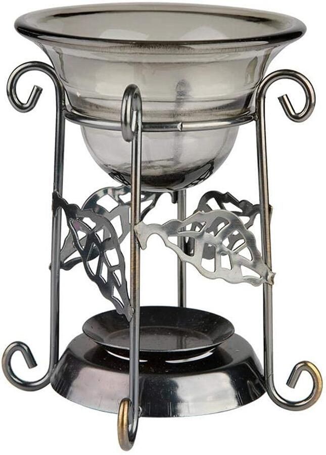 Iron Oil Burner Deer Shape Oil Burner Iron Candle Holder with Glass Bowl for Spa Yoga Living Room Office Home Decor Oven Candle Burner Aromatherapy Essential Oil Lamp