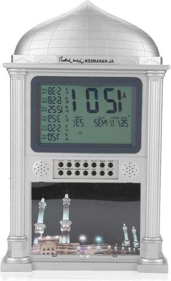 Islamitische Klok Voor Muur Bureau Digitale Kalender Tijdweergave Alarm Azan Klok Woondecoratie Grijs