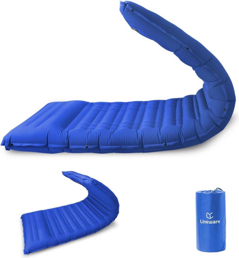 Isomat Camping 12 cm verdikt luchtmatras zelfopblazend met outdoor kussen en voetdruk ultralicht waterdicht luchtmatras outdoor blauw