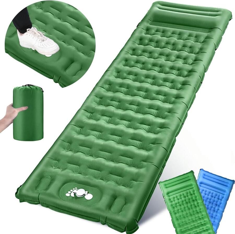 Isomat voor buiten 12 cm verdikte campingmat zelfopblaasbaar met voetpomp kussen ultralicht opvouwbaar luchtmatras voor kamperen wandelen outdoor reizen