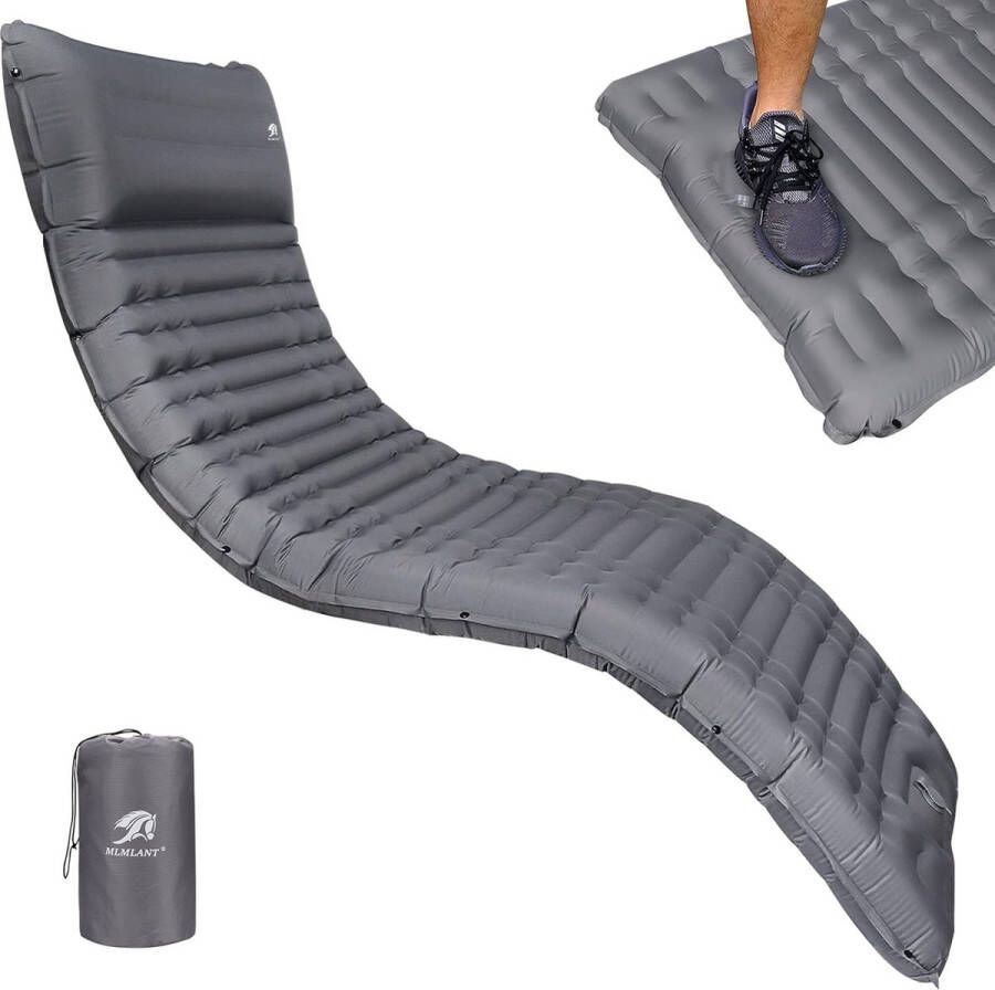 Isomat voor camping en outdoor 10 cm dik luchtmatras opblaasbare isomat ultralicht waterdichte slaapmat kleine verpakkingsmaat slaapmatten outdoor voor wandelen strand grijs