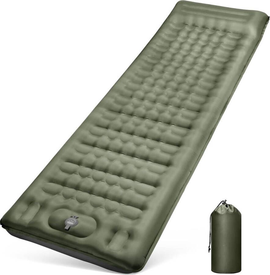 Isomat zelfopblazend 12 cm dik opblaasbaar matras met voetpomp en kussen ultralicht waterdicht luchtmatras voor buiten anti-scheur slaapmat voor wandelen en strand