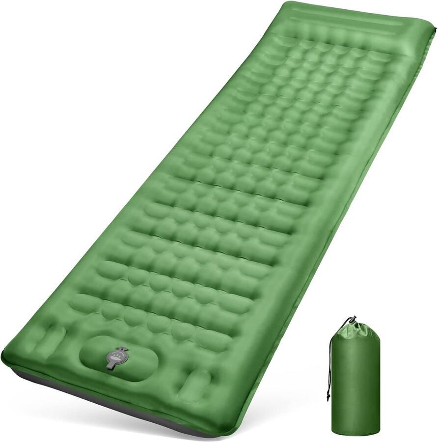 Isomat zelfopblazend 12 cm verdikt opblaasmatras kleine pakmaat waterdicht luchtmatras outdoor met voetpomp en kussen anti-ripstop slaapmat voor wandelen en strand