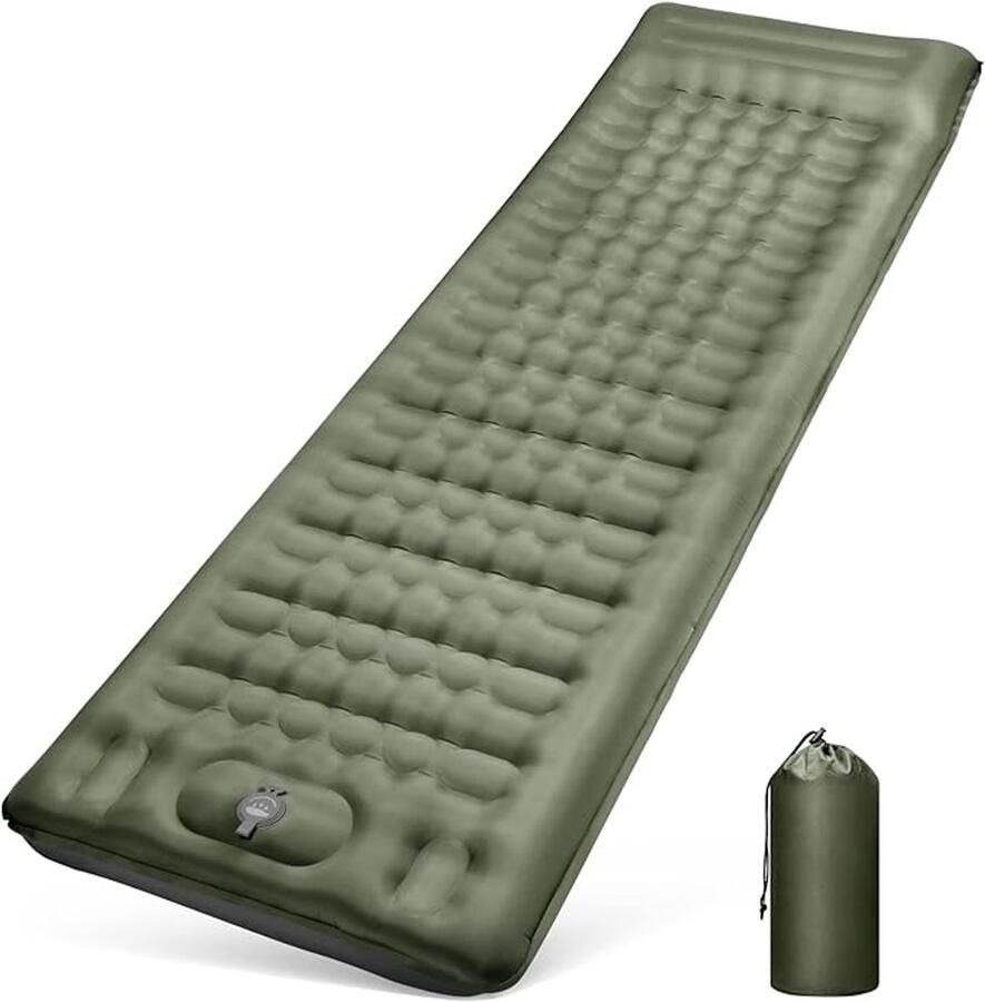 Isomat zelfopblazend 12 cm verdikt opblaasmatras kleine pakmaat waterdicht luchtmatras outdoor met voetpomp en kussen anti-ripstop slaapmat voor wandelen en strand