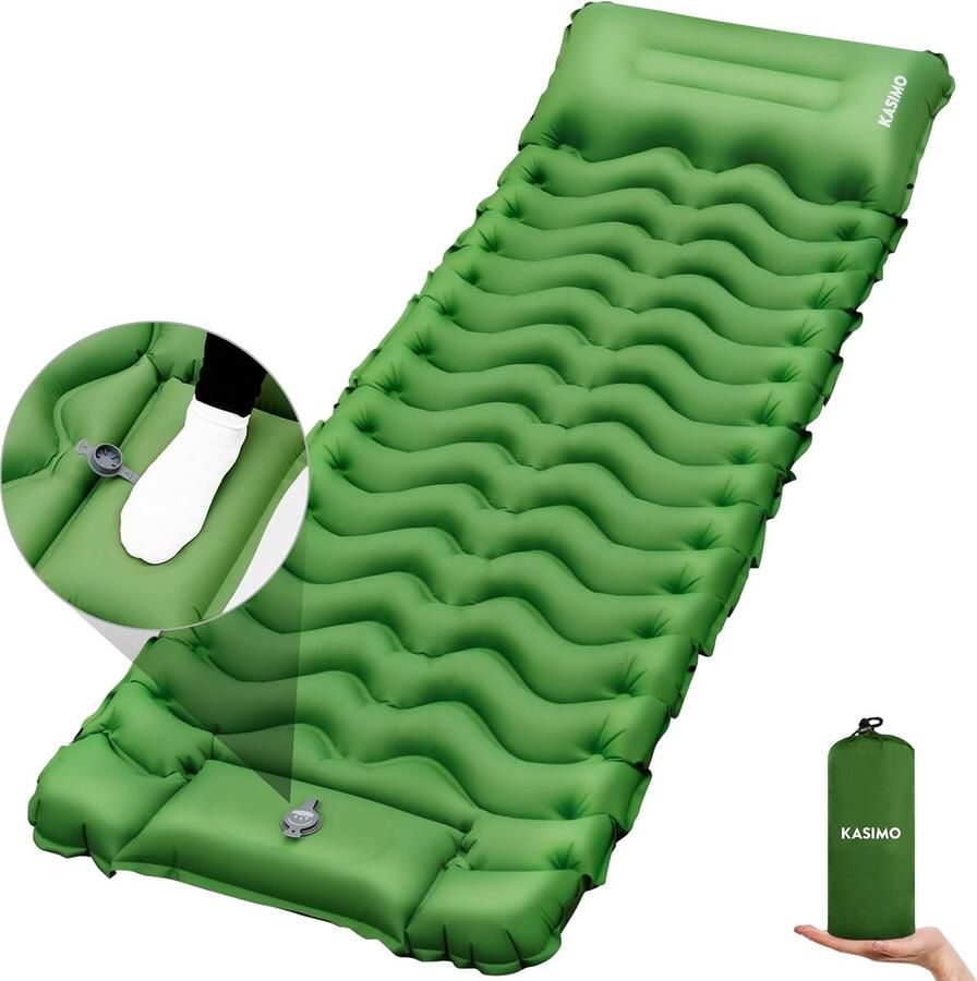 Isomat zelfopblazend campingmatras met geïntegreerd hoofdkussen isolatiemat outdoor luchtmatras zelfopblazend met voetpomp ultralicht waterdicht opblaasbaar