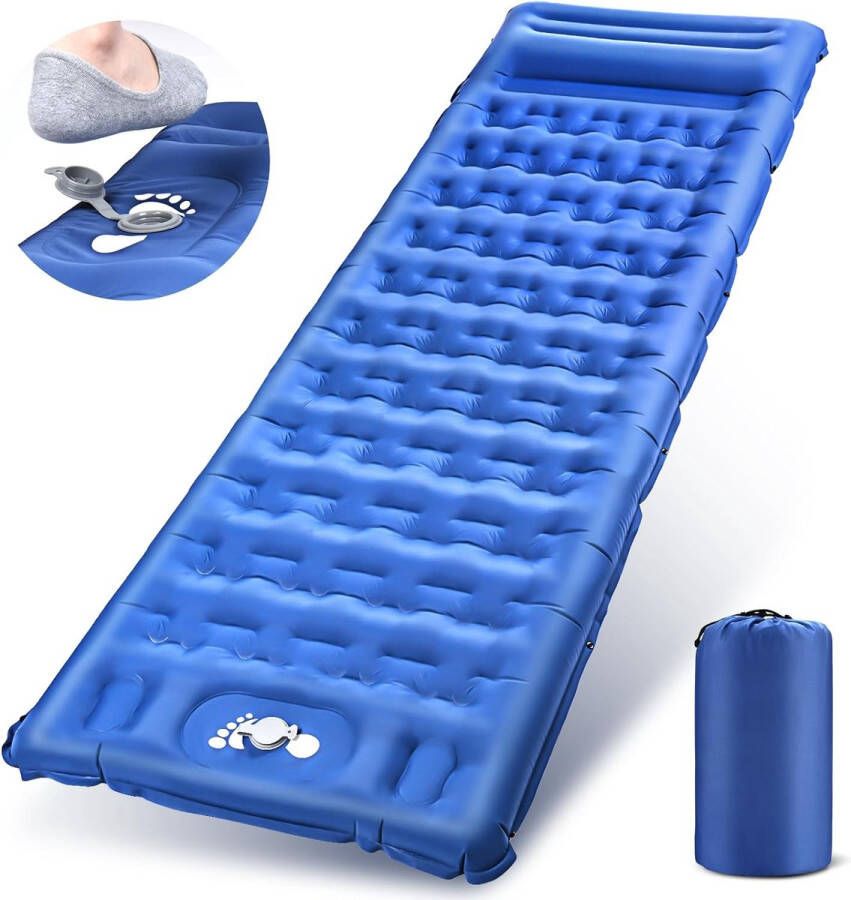 Isomat zelfopblazend voor outdoor campingluchtmatras met voetpomp isomat ultralicht voor 1 persoon waterdicht campingmatras voor tent wandelen backpacking trekking blauw