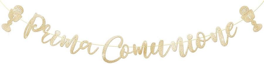 【Italian】Prima Comunione garland glitter gold christening sakrament decorative paper banner for boys and girls party decoration for hanging baby accessory