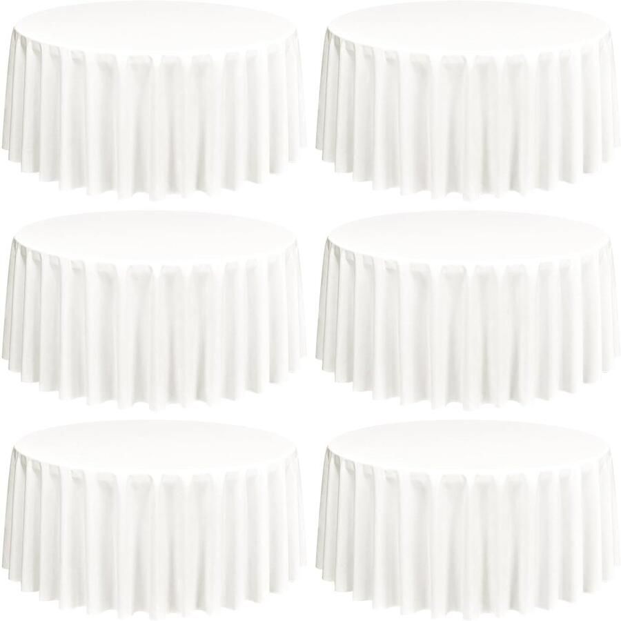 Ivoorkleurige ronde tafelkleden set van 6 228 cm polyester