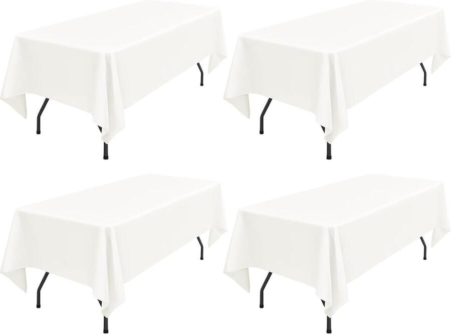 Ivoorkleurige tafelkleden set van 4 152 x 259 cm polyester