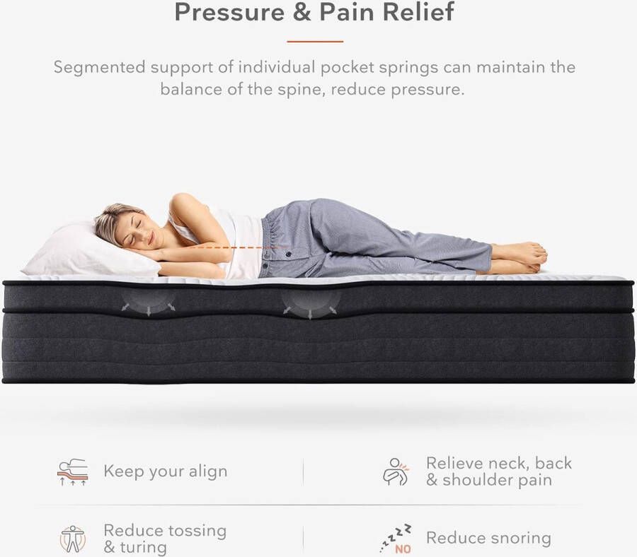 Izer H4 Matras met pocketveringmatras 80 x 190 cm met gelschuim puntelastisch matras hardheidsgraad 4 hoogte 20 cm 80 x 190 x 20 cm