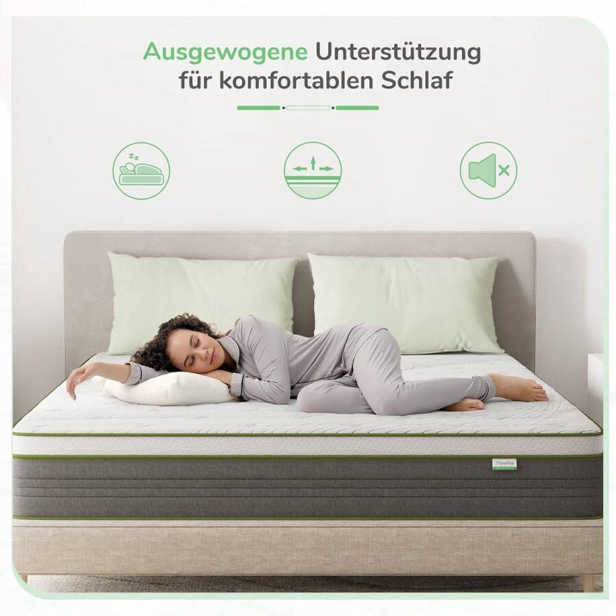Izer Matras 80 x 200 cm H2 H3 veringmatras schuim middelharde pocketvering matras pocketvering hybride matras hardheidsgraad 24 cm wit