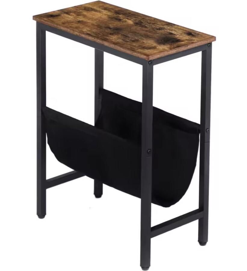 J&R Bijzettafel Kleine bijzettafel Banktafel Eindtafel Tijdschrift mand Basic bijzettafel Kranten houder Naast bank Naast bed Industrieel Hout Metaal Bruin
