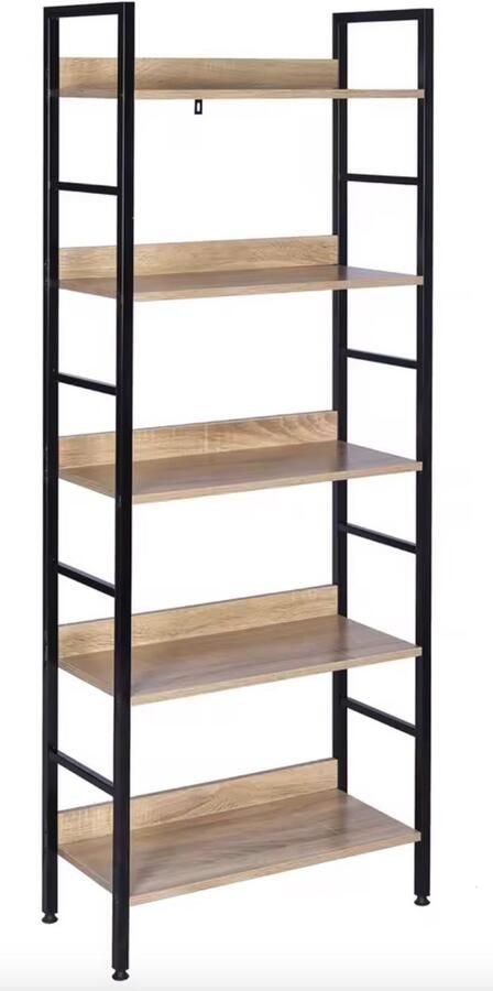 J&R Boekenkast Plankenkast Open Kast Wandkast Schoenenkast Kast Bruin Zwart Hout Metaal 60x27 5x160cm