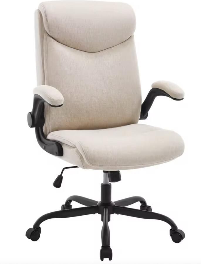 J&R Bureaustoel bureau stoel Gaming stoel Game stoel Stoel op wielen Verstelbare armsteun Hoogte verstelbaar Katoen Beige