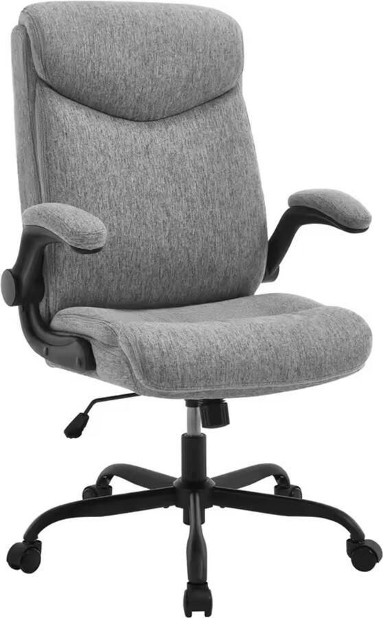 J&R Bureaustoel Bureau stoel Gaming stoel Game stoel Stoel op wielen Verstelbare armsteun Hoogte verstelbaar Katoen Grijs
