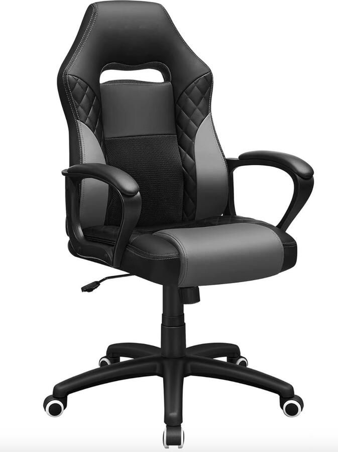 J&R Bureaustoel Gamestoel Gaming stoel PU leer S-vorm Zwart Grijs