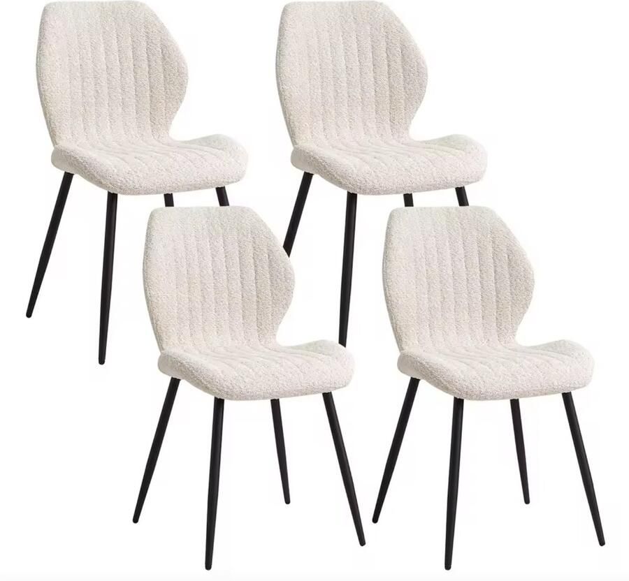 J&R Eetkamerstoelen set van 4 stuks Gestoffeerde Gewatteerde Eetkamerstoelen Keukenstoelen Eettafel stoel Metalen Poten Restaurant Cafe Vergaderruimte Kantoor Beige