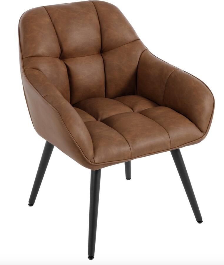 J&R Fauteuil Leesstoel Stoel Eenpersoonsstoel Woonkamer stoel PU Leer Bruin