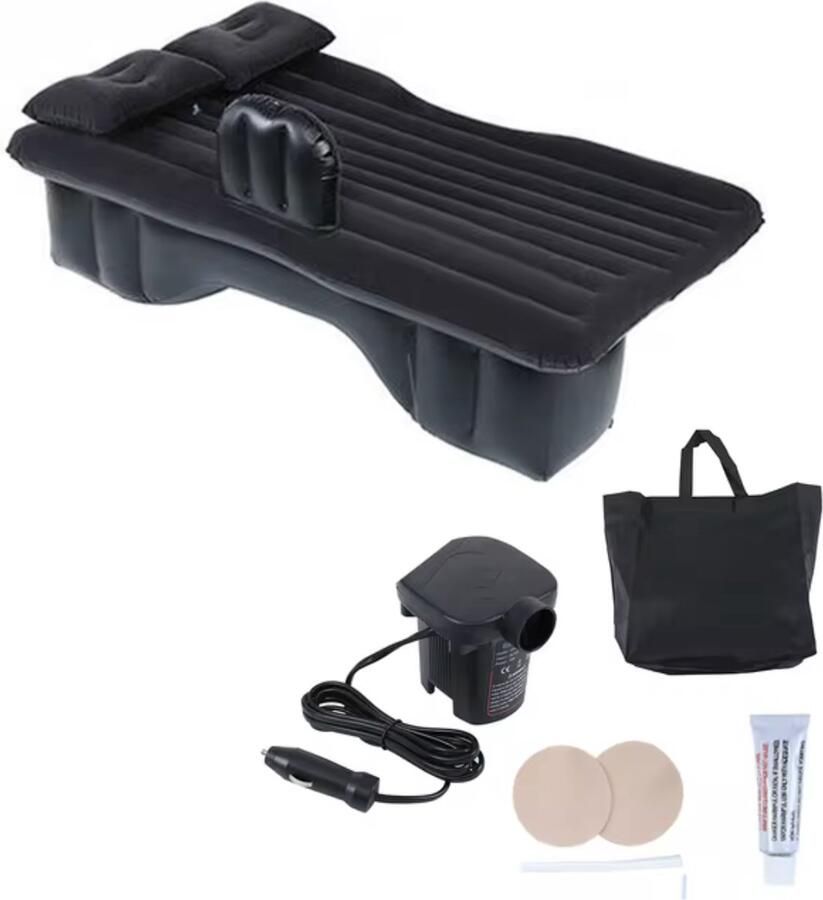 J&R Luchtbed achterbank Luchtbed auto Matras auto Met pomp Zwart
