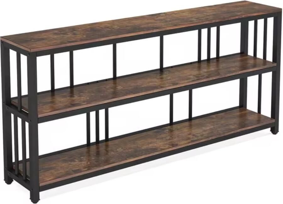 J&R Sidetable Wandtafel Bank tafel Console tafel Open kast Industrieel Groot formaat 30x180x90 cm Zwart Bruin